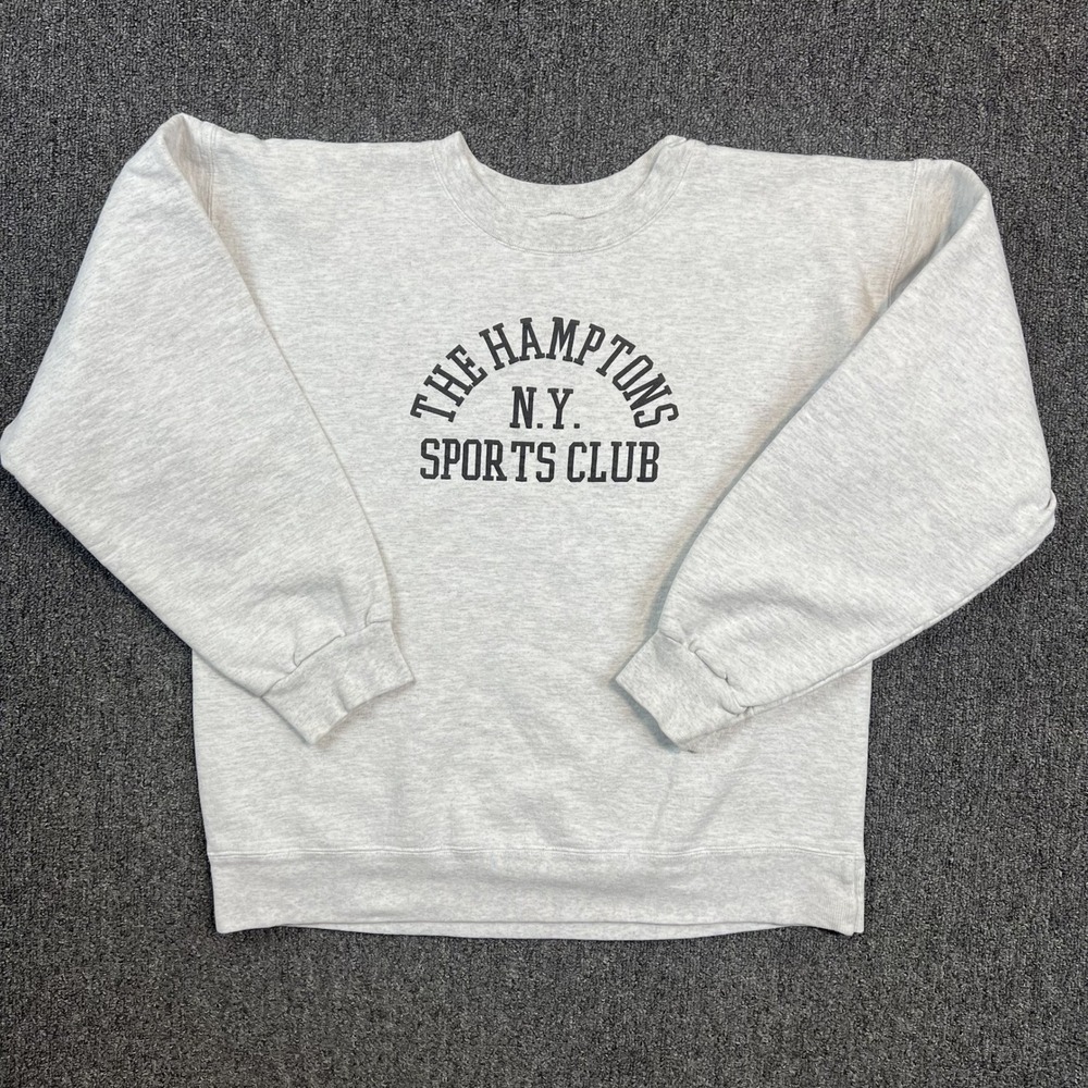 Firstport Vintage Style The Hamptons Sports Club Sweatshirt M Gray Preppy NY
